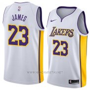 Camiseta Los Angeles Lakers Lebron James NO 23 Association 2017-18 Blanco