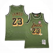 Camiseta Los Angeles Lakers Lebron James NO 23 Mitchell & Ness 2018-19 Verde