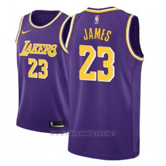 Camiseta Los Angeles Lakers Lebron James NO 23 Nike Statement 2018-19 Violeta