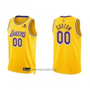 Camiseta Los Angeles Lakers Personalizada Anniversary 2021-22 Amarillo