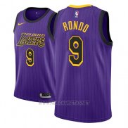 Camiseta Los Angeles Lakers Rajon Rondo NO 9 Ciudad 2018 Violeta