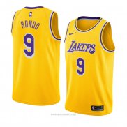 Camiseta Los Angeles Lakers Rajon Rondo NO 9 Icon 2018-19 Amarillo