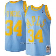 Camiseta Los Angeles Lakers Shaquille O'Neal NO 34 Mitchell & Ness 2001-02 Azul