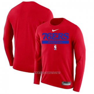 Camiseta Manga Larga Philadelphia 76ers Practice Performance 2022-23 Rojo