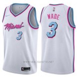 Camiseta Miami Heat Dwyane Wade NO 3 Ciudad 2017-18 Blanco