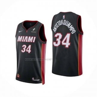 Camiseta Miami Heat Giannis Antetokounmpo NO 34 Icon Negro