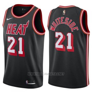 Camiseta Miami Heat Hassan Whiteside NO 21 Classic 2017-18 Negro