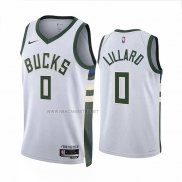 Camiseta Milwaukee Bucks Damian Lillard NO 0 Association 2022-23 Blanco