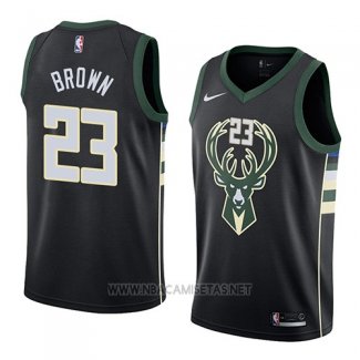 Camiseta Milwaukee Bucks Sterling Brown NO 23 Statement 2018 Negro