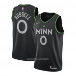 Camiseta Minnesota Timberwolves D'angelo Russell NO 0 Ciudad 2020-21 Negro