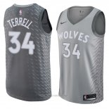 Camiseta Minnesota Timberwolves Jarojo Terrell NO 34 Ciudad 2018 Gris
