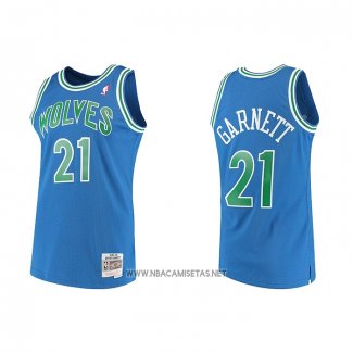 Camiseta Minnesota Timberwolves Kevin Garnett NO 21 Hardwood Classics Throwback Azul