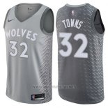 Camiseta Minnesota Timberwolves Towns NO 32 Ciudad 2017-18 Gris