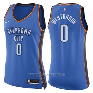 Camiseta Mujer Oklahoma City Thunder Russell Westbrook NO 0 Icon 2017-18 Azul