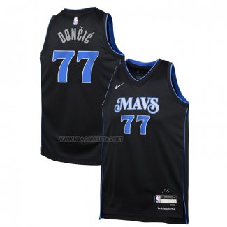 Camiseta Nino Dallas Mavericks Luka Doncic NO 77 Ciudad 2023-24 Azul