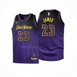 Camiseta Nino Los Angeles Lakers LeBron James NO 23 Ciudad 2024-25 Violeta