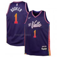 Camiseta Nino Phoenix Suns Devin Booker NO 1 Ciudad 2023-24 Violeta