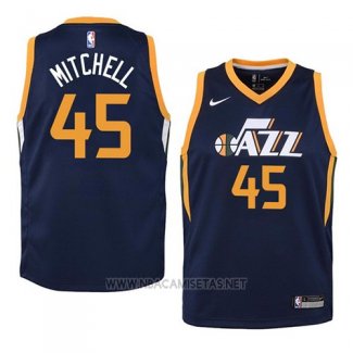 Camiseta Nino Utah Jazz Donovan Mitchell NO 45 Icon 2017-18 Azul