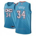 Camiseta Oklahoma City Thunder Tyler Davis NO 34 Ciudad 2018-19 Azul