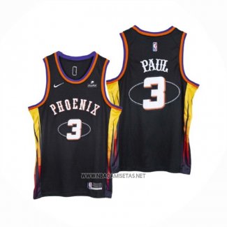 Camiseta Phoenix Suns Chris Paul NO 3 75th Anniversary 2022 Negro