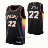 Camiseta Phoenix Suns Deandre Ayton NO 22 75th Anniversary 2022 Negro