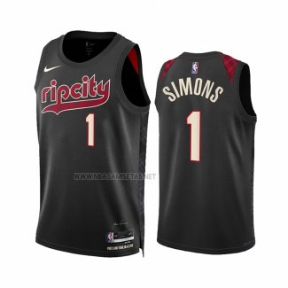 Camiseta Portland Trail Blazers Anfernee Simons NO 1 Ciudad 2023-24 Negro