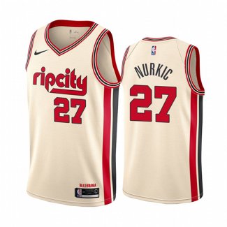 Camiseta Portland Trail Blazers Jusuf Nurkic NO 27 Ciudad Crema