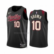 Camiseta Portland Trail Blazers Moses Brown NO 10 Ciudad 2023-24 Negro