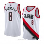 Camiseta Portland Trail Blazers Nik Stauskas NO 6 Association 2018 Blanco