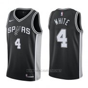 Camiseta San Antonio Spurs Derrick White NO 4 Swingman Icon 2017-18 Negro