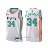 Camiseta San Antonio Spurs Jock Landale NO 34 Ciudad 2021-22 Blanco