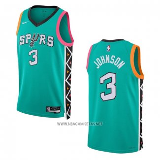 Camiseta San Antonio Spurs Keldon Johnson NO 3 Ciudad 2022-23 Verde