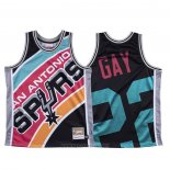 Camiseta San Antonio Spurs Rudy Gay NO 22 Mitchell & Ness Big Face Negro