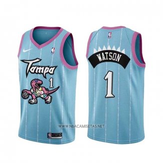 Camiseta Toronto Raptors Paul Watson NO 1 Ciudad 2020-21 Rosa Azul