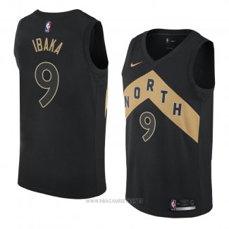 Camiseta Toronto Raptors Serge Ibaka NO 9 Ciudad 2018 Negro