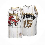 Camiseta Toronto Raptors Vince Carter NO 15 Mitchell & Ness 1998-99 Blanco Oro