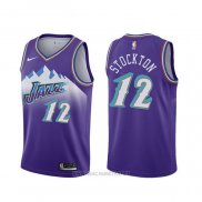 Camiseta Utah Jazz John Stockton NO 12 Classic Edition 2019-20 Violeta