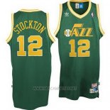 Camiseta Utah Jazz John Stockton NO 12 Retro Verde