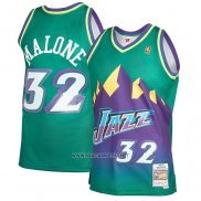Camiseta Utah Jazz Karl Malone NO 32 Mitchell & Ness 1996-97 Verde