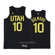 Camiseta Utah Jazz Leandro Bolmaro NO 10 Statement 2022-23 Negro