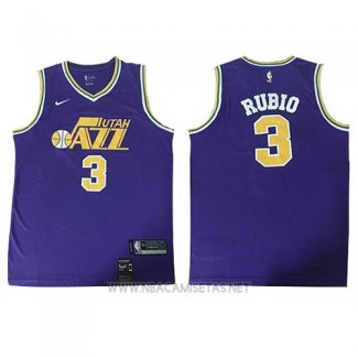 Camiseta Utah Jazz Ricky Rubio NO 3 Classic 2018-19 Violeta