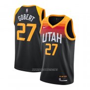 Camiseta Utah Jazz Rudy Gobert NO 27 Ciudad 2020-21 Negro
