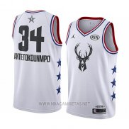 Camiseta All Star 2019 Milwaukee Bucks Giannis Antetokounmpo NO 34 Blanco