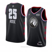 Camiseta All Star 2019 Minnesota Timberwolves Derrick Rose NO 25 Negro