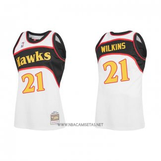 Camiseta Atlanta Hawks Dominique Wilkins NO 21 Mitchell & Ness 1986-87 Blanco