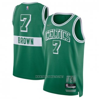 Camiseta Boston Celtics Jaylen Brown NO 7 Ciudad 2021-22 Verde