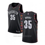 Camiseta Brooklyn Nets Kevin Durant NO 35 Ciudad 2019-20 Negro
