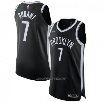 Camiseta Brooklyn Nets Kevin Durant NO 7 Icon Autentico Negro