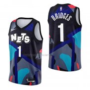 Camiseta Brooklyn Nets Mikal Bridges NO 1 Ciudad 2023-24 Negro