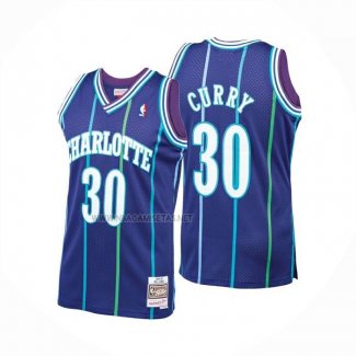 Camiseta Charlotte Hornets Dell Curry NO 30 Mitchell & Ness 1994-95 Azul